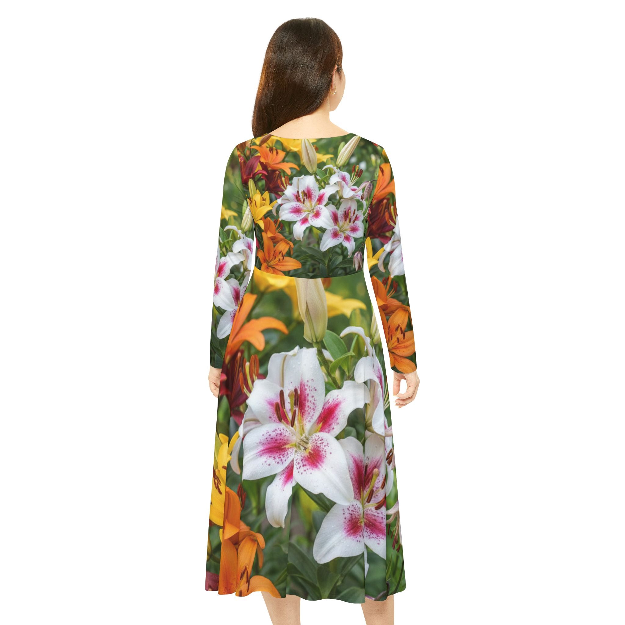 Floral Lily Long Sleeve Dance Dress