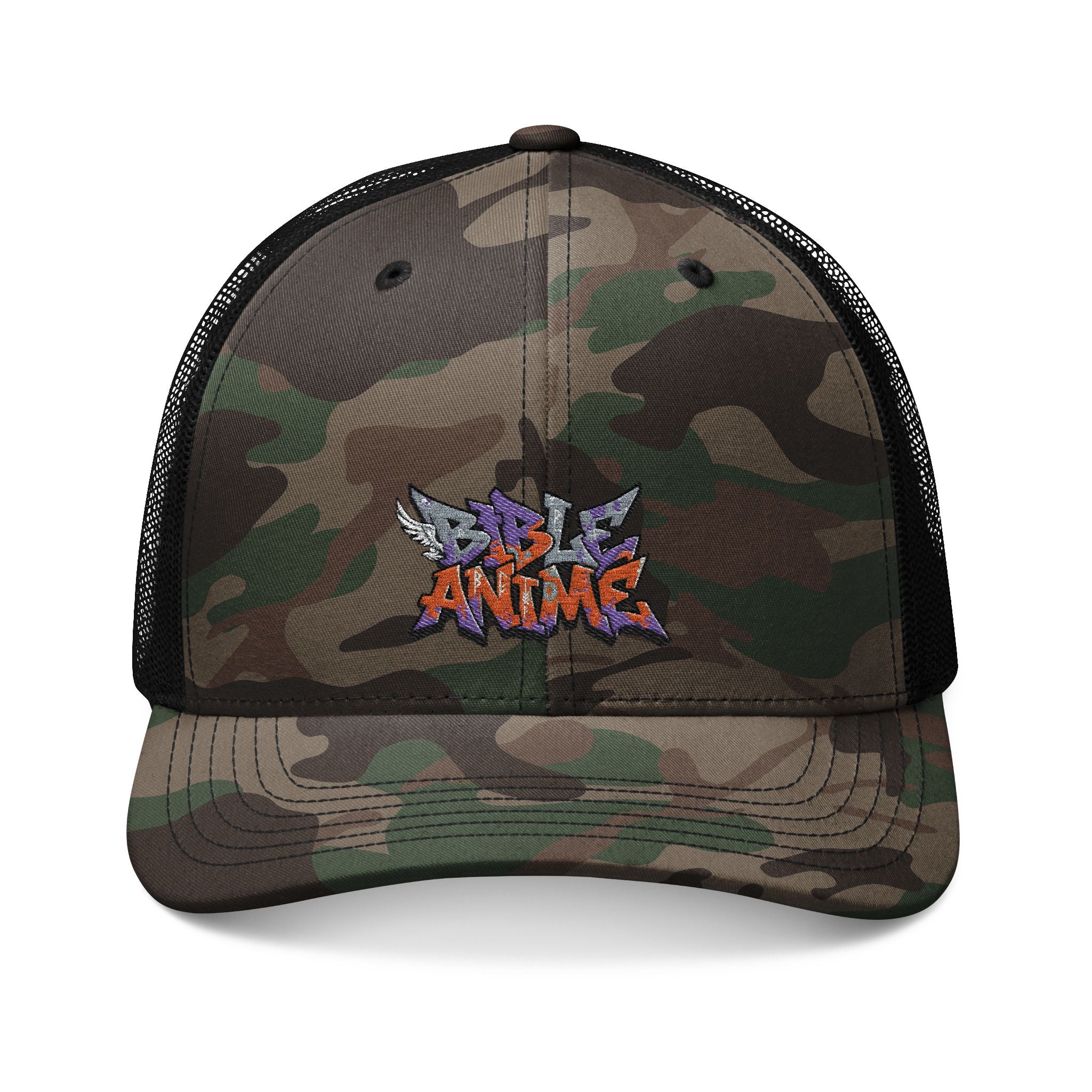 Bible Anime Camo Trucker Hat embroidered