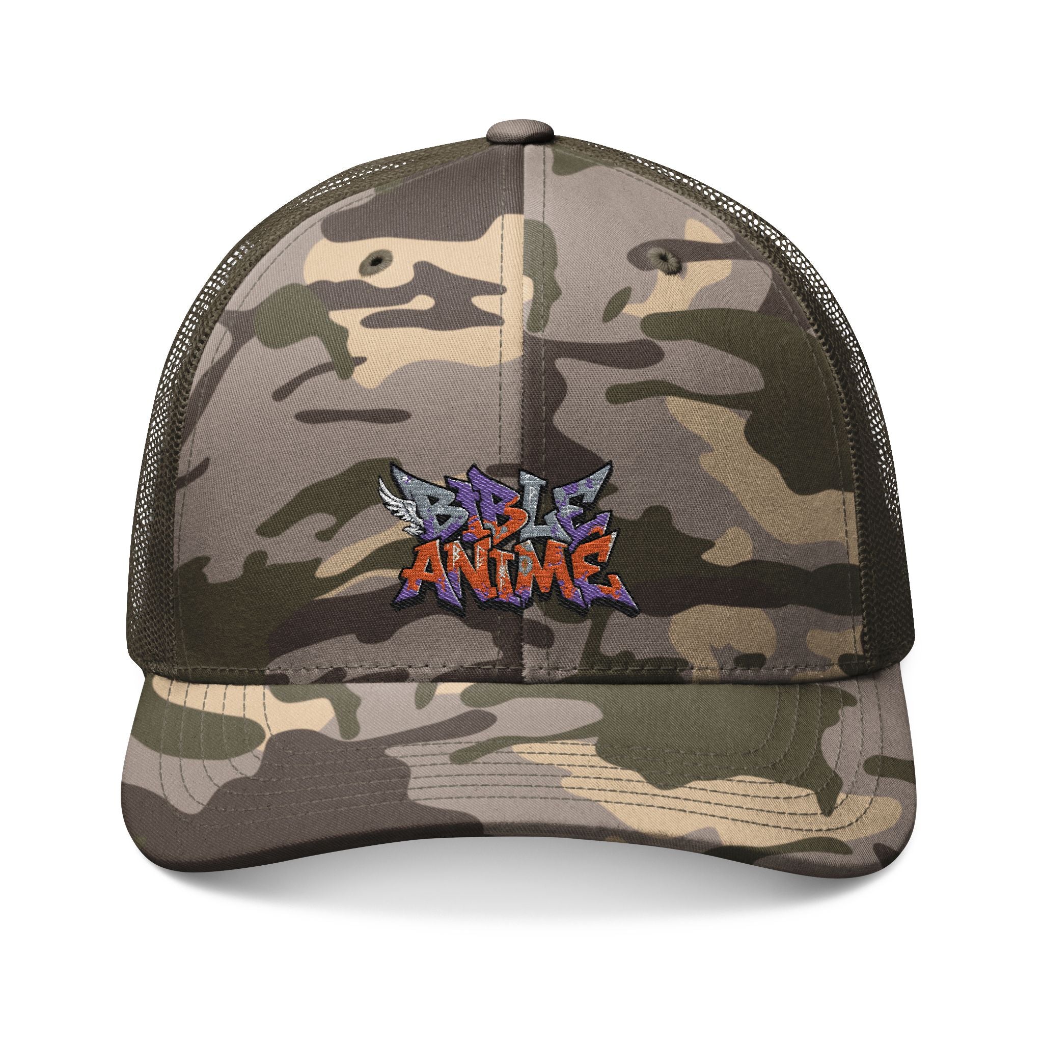 Bible Anime Camo Trucker Hat embroidered