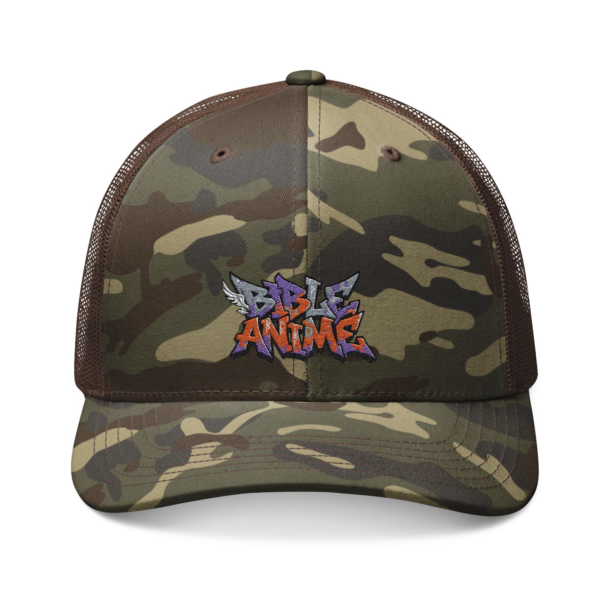 Bible Anime Camo Trucker Hat embroidered