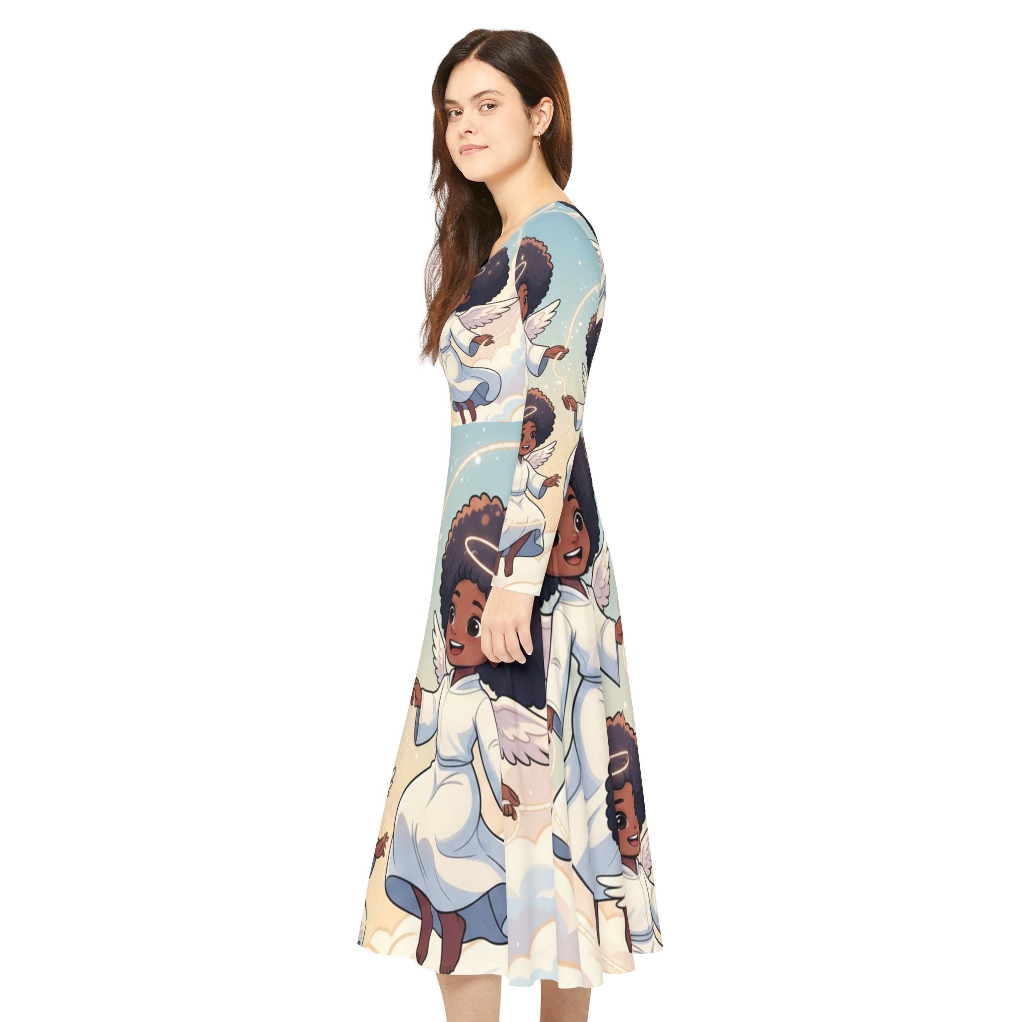 Angel Afro Girls Long Sleeve Dance Dress