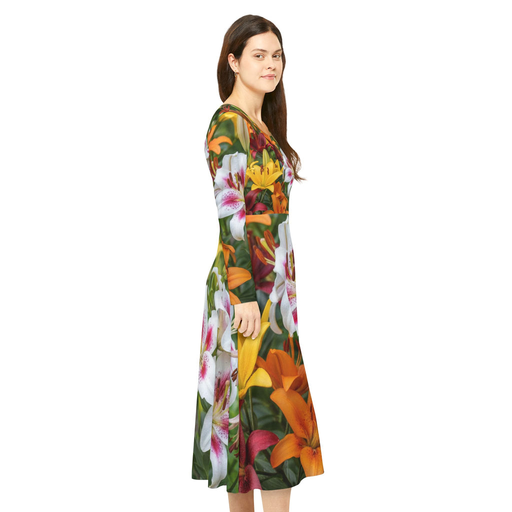 Floral Lily Long Sleeve Dance Dress