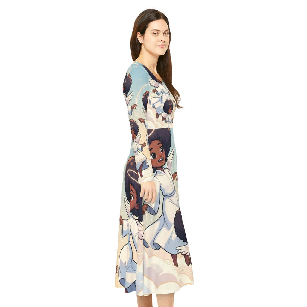 Angel Afro Girls Long Sleeve Dance Dress