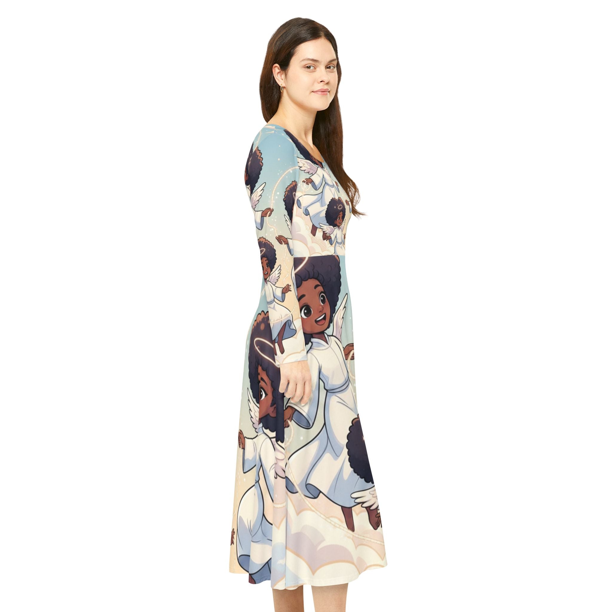 Angel Afro Girls Long Sleeve Dance Dress