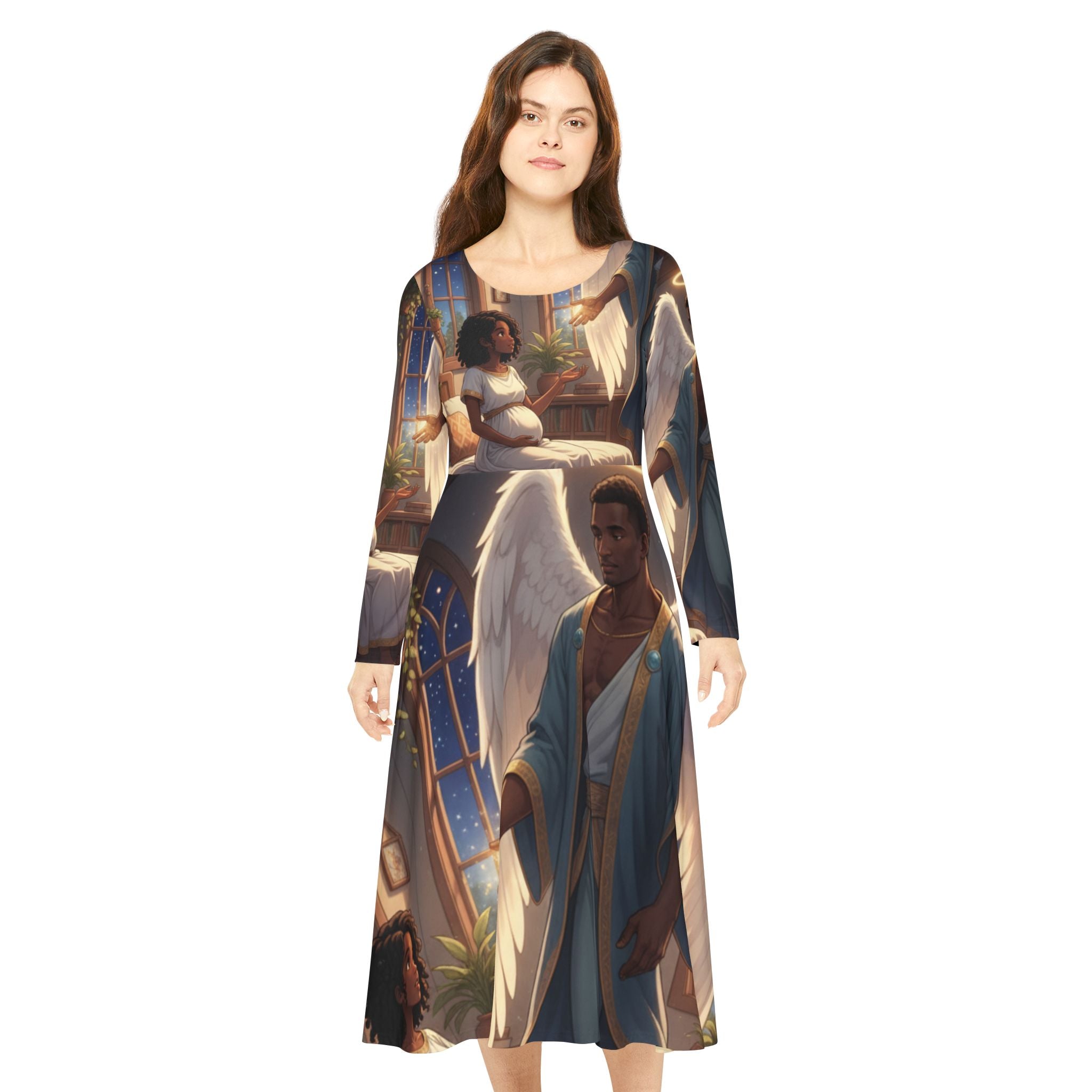 Mary And Angel Gabriel Long Sleeve Dance Dress