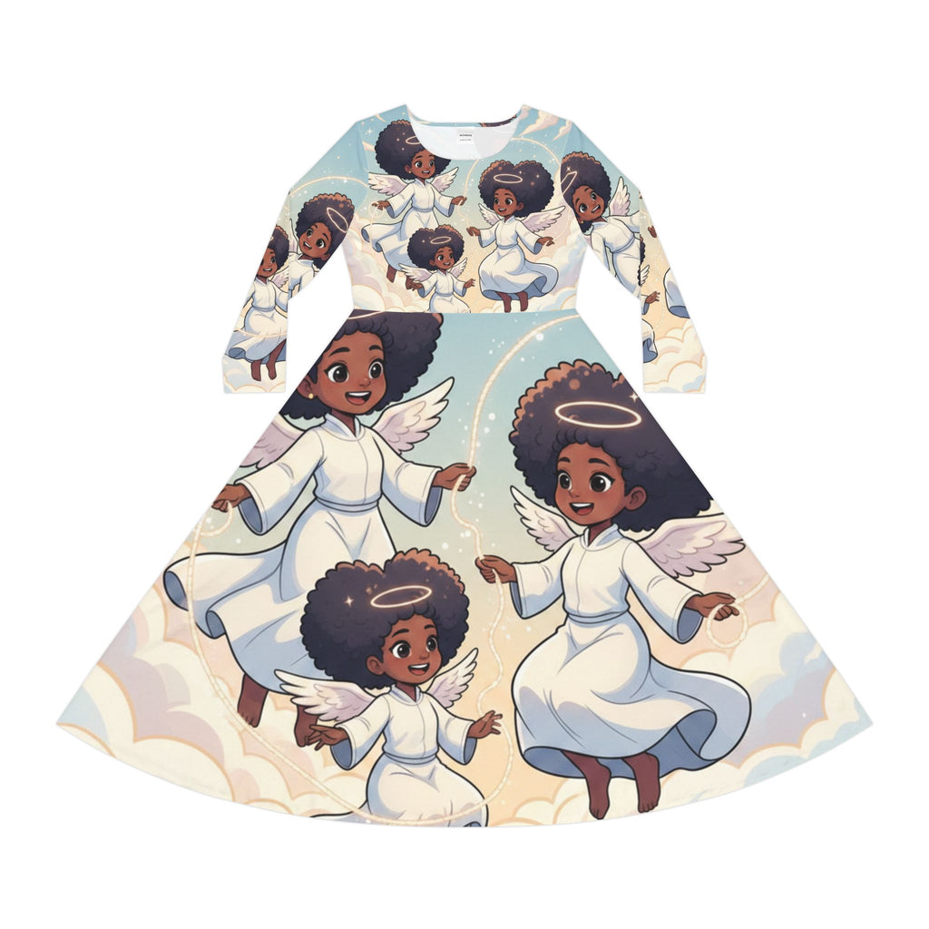 Angel Afro Girls Long Sleeve Dance Dress