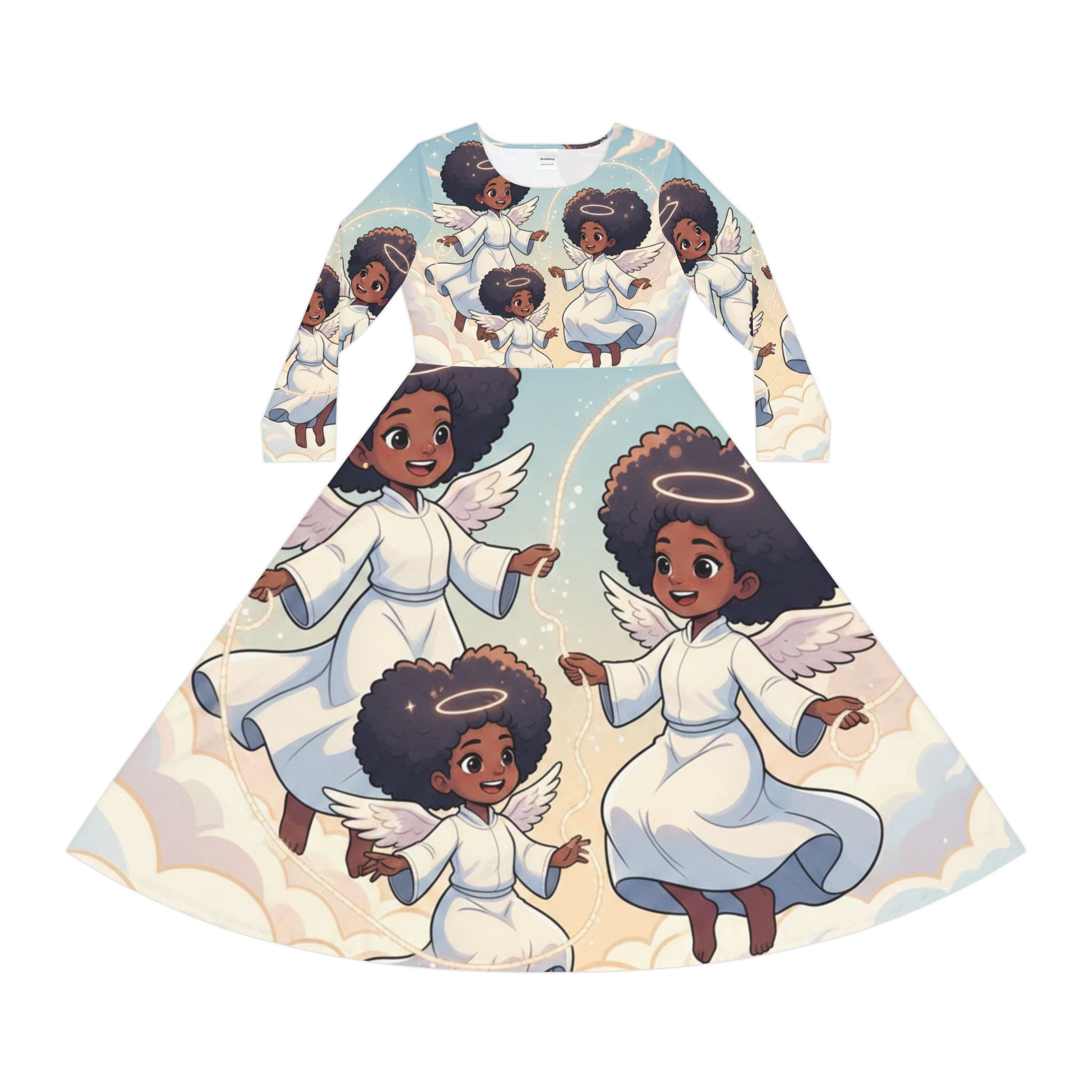Angel Afro Girls Long Sleeve Dance Dress