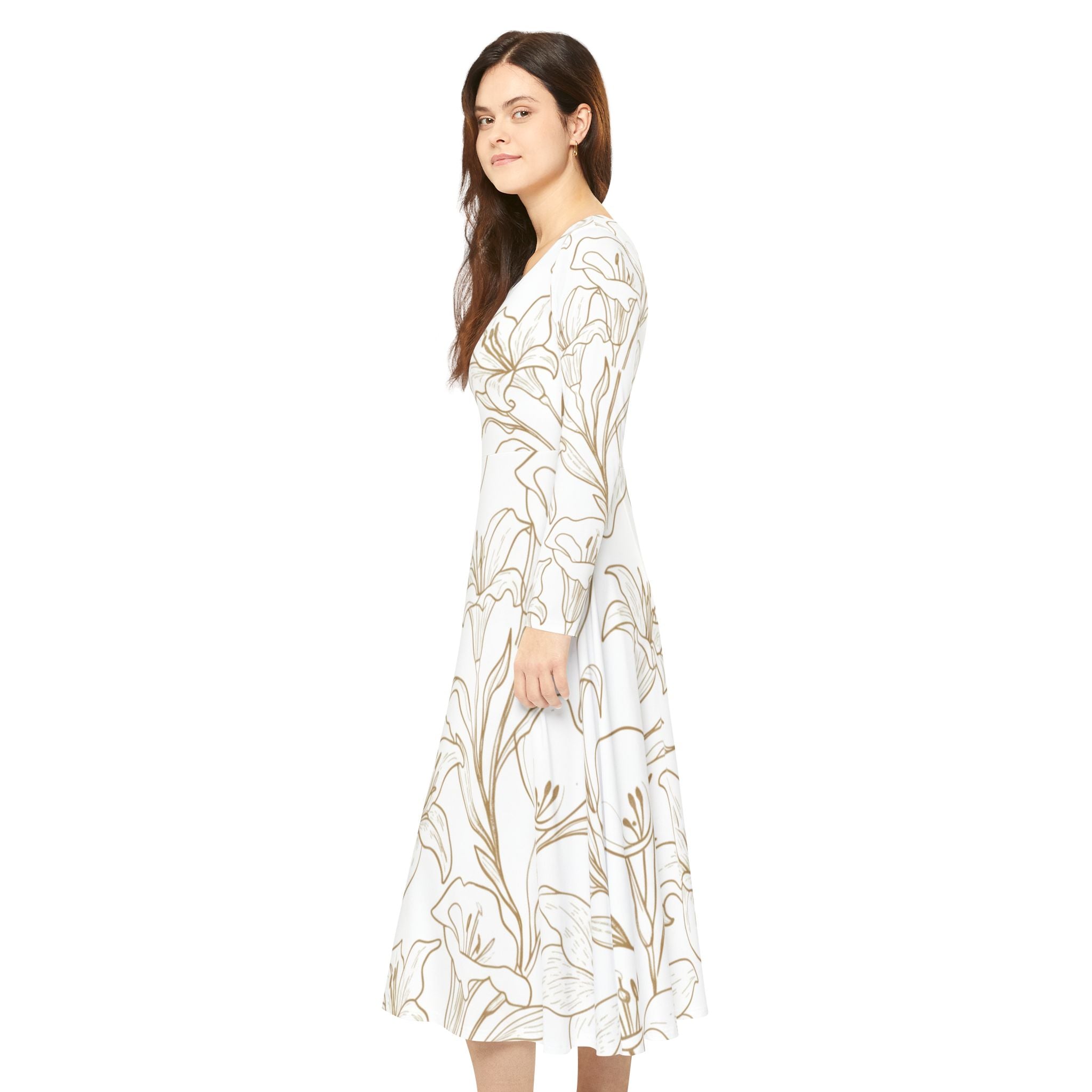 Floral Lily Long Sleeve Dance Dress