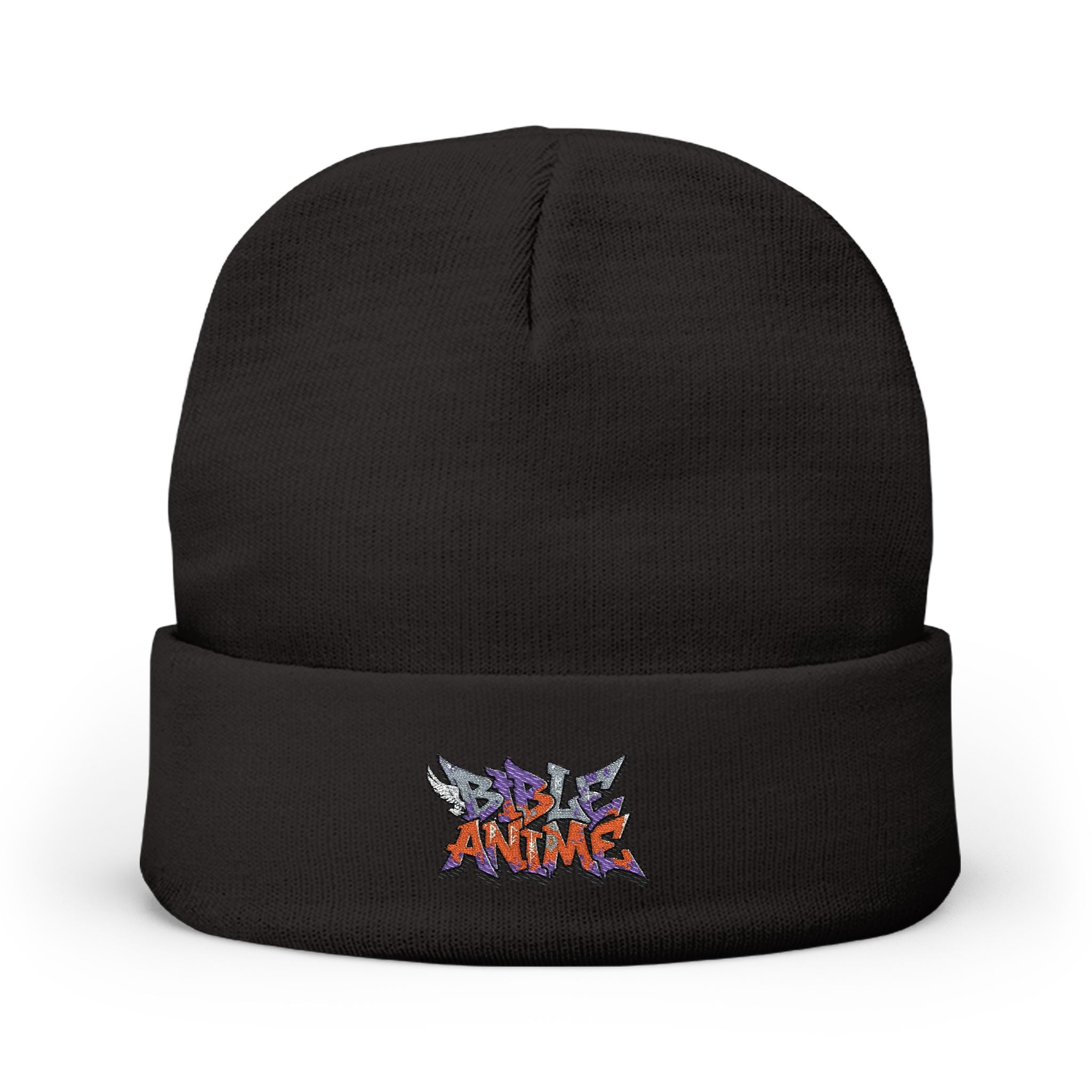 Embroidered 'Anime' Graffiti Knit Beanie