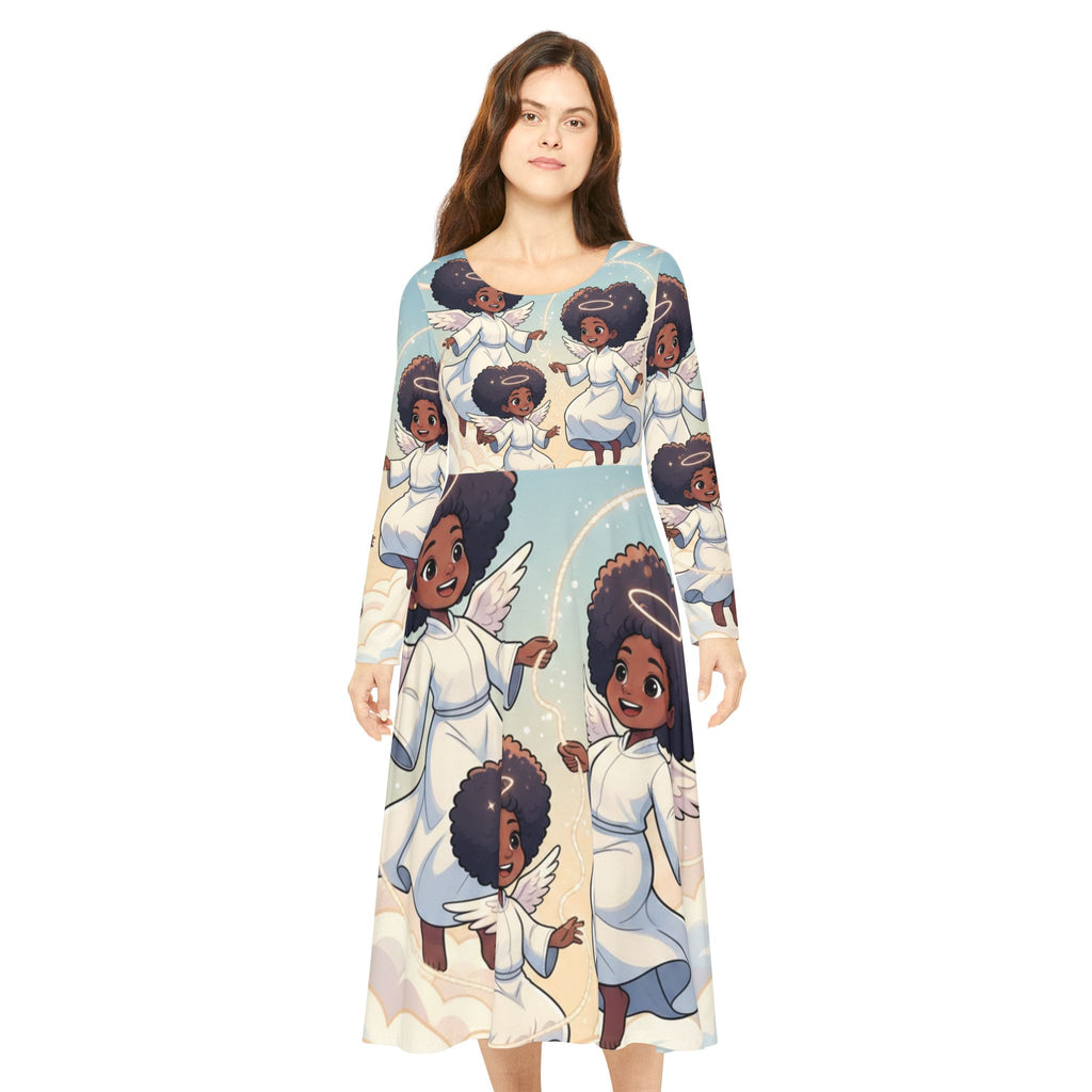 Angel Afro Girls Long Sleeve Dance Dress