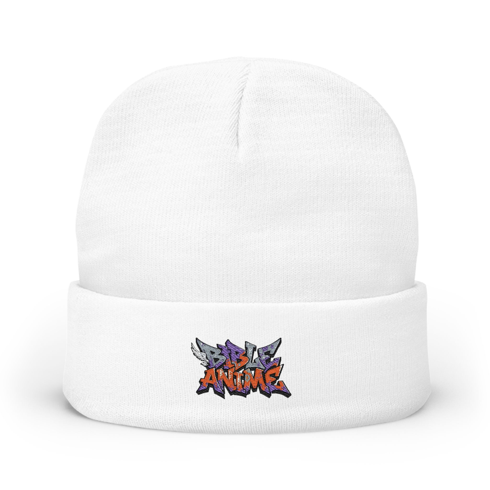 Embroidered 'Anime' Graffiti Knit Beanie