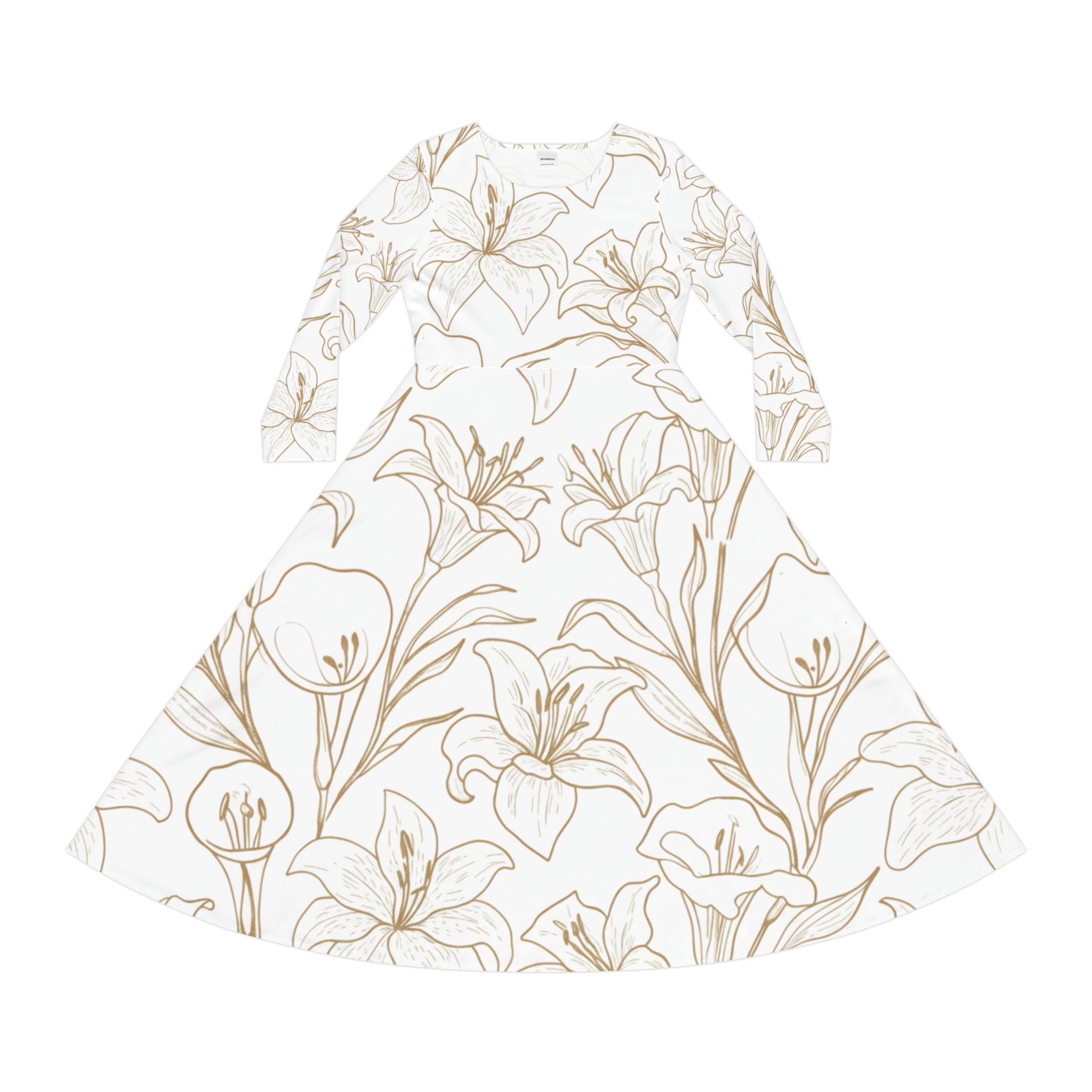 Floral Lily Long Sleeve Dance Dress