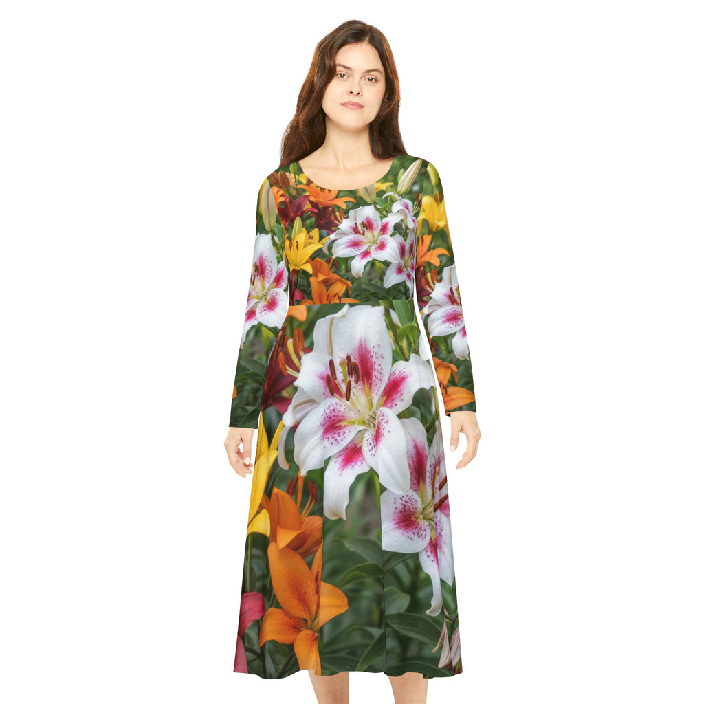 Floral Lily Long Sleeve Dance Dress