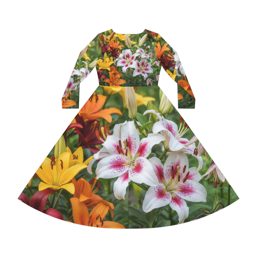 Floral Lily Long Sleeve Dance Dress