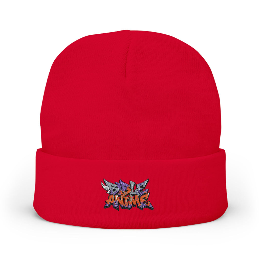 Embroidered 'Anime' Graffiti Knit Beanie