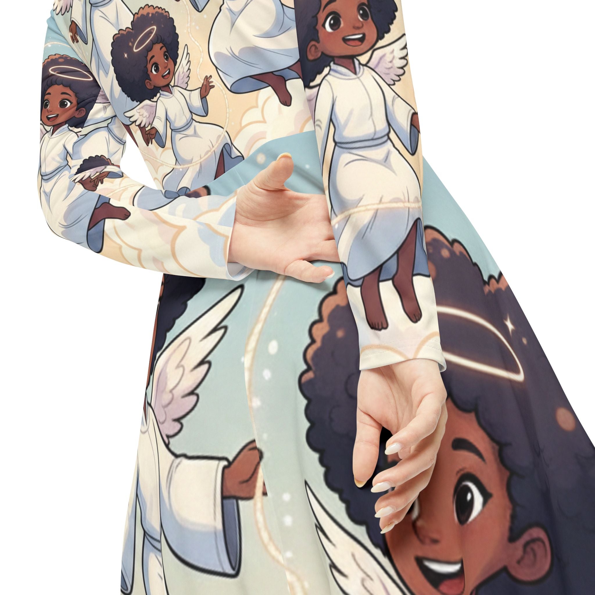 Angel Afro Girls Long Sleeve Dance Dress