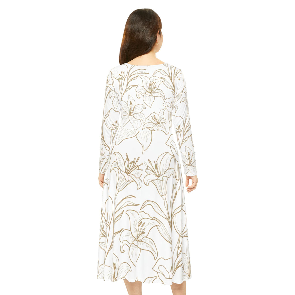Floral Lily Long Sleeve Dance Dress