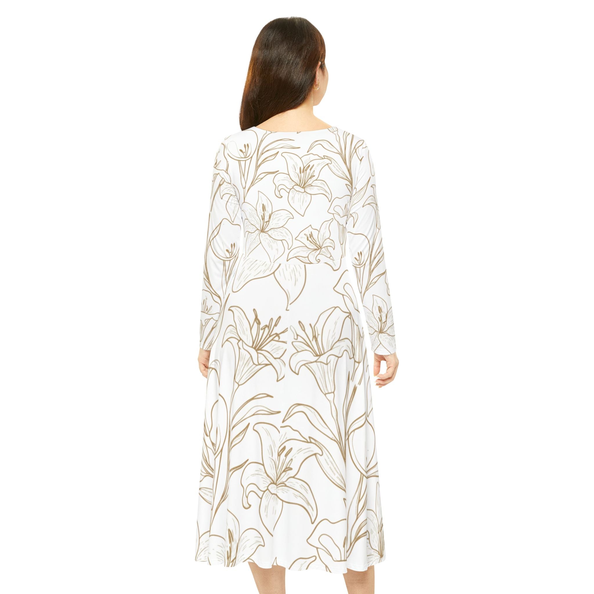 Floral Lily Long Sleeve Dance Dress