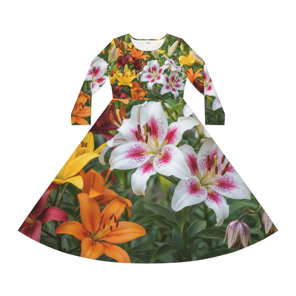 Floral Lily Long Sleeve Dance Dress