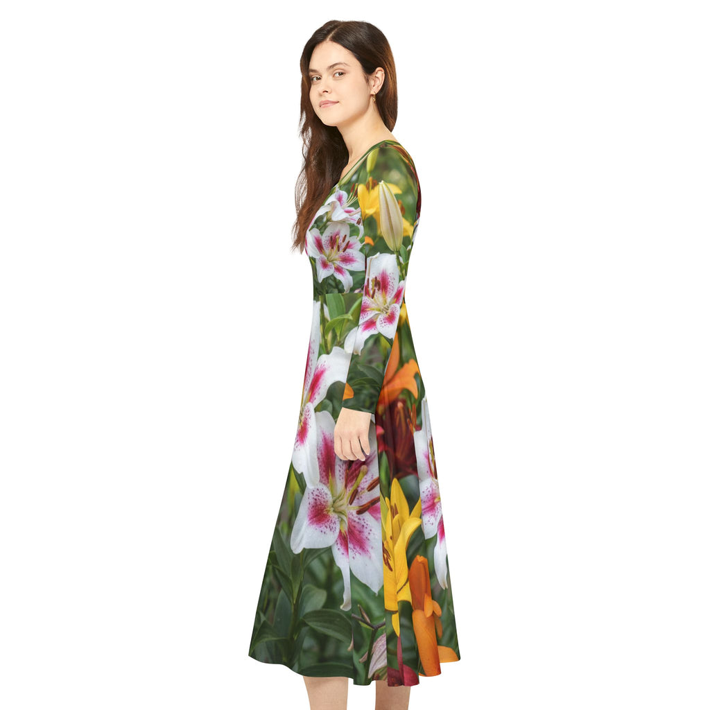 Floral Lily Long Sleeve Dance Dress