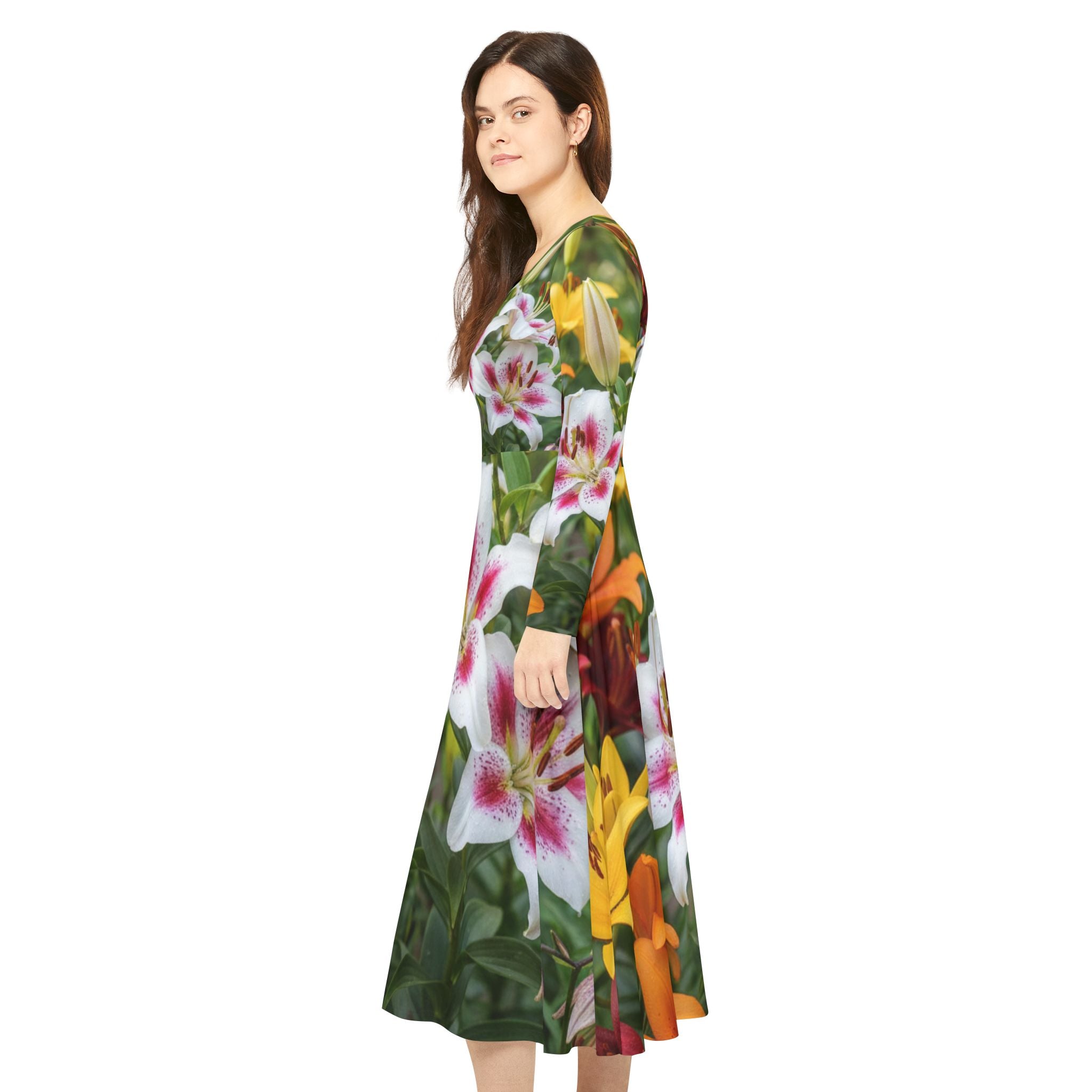 Floral Lily Long Sleeve Dance Dress